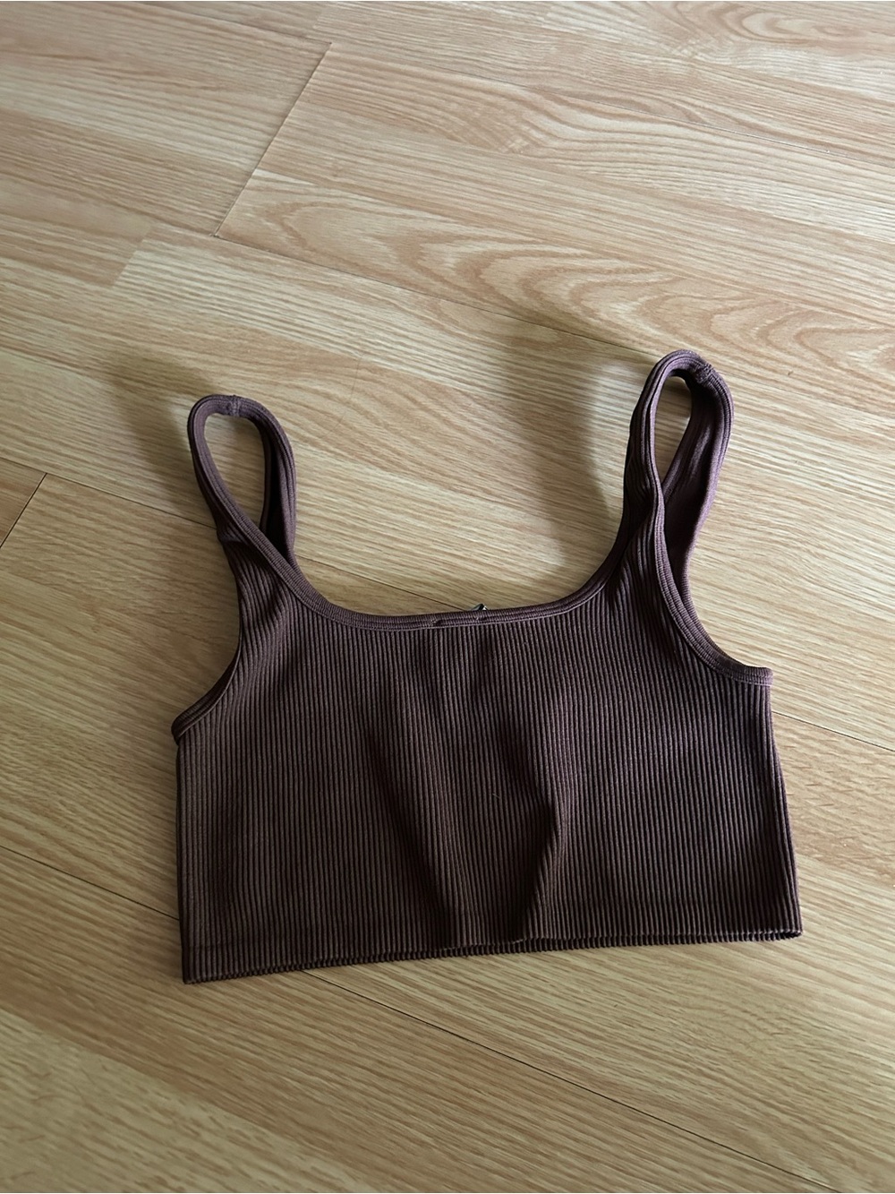 Zara Brown Ribbed Cropped Tank M-L - Picture 6 of 6
